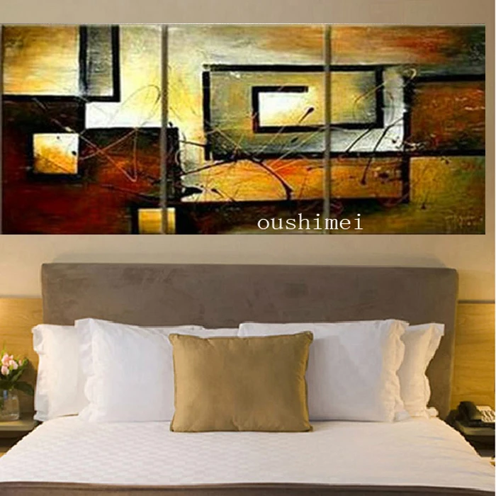 Hot Sale 3pcs/set Handmade Retro Abstract Canvas Oil Painting Home Decor Wall Pictures For Living Room Group Paintings | Дом и сад