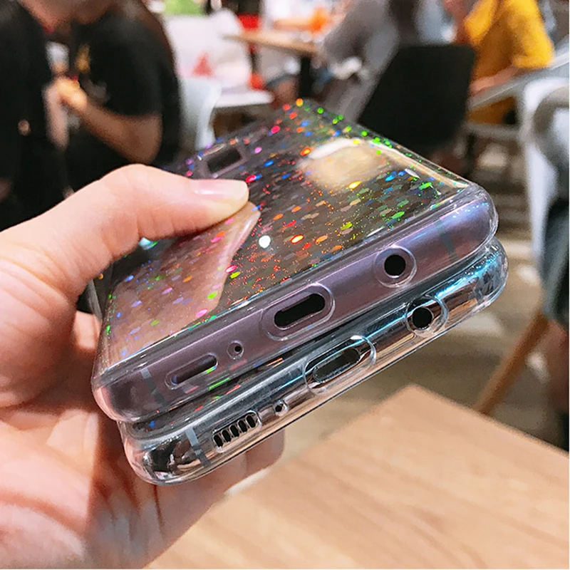 Yhbbcases Лазерная Радуга блестками Мягкий чехол для Samsung Galaxy S8 S9 Plus модные блестящие