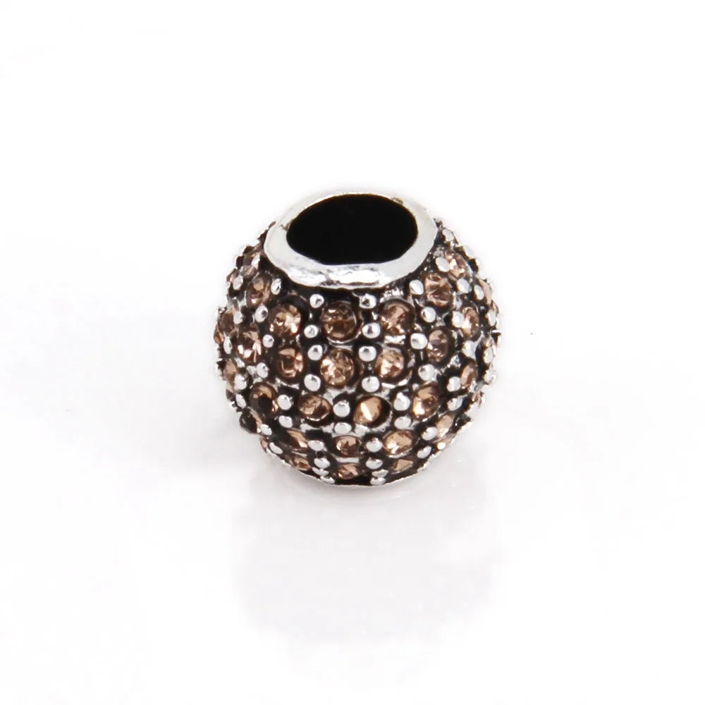 Браслет Thomas Full цвета шампанского с фианитами украшенный бусинами подходит для