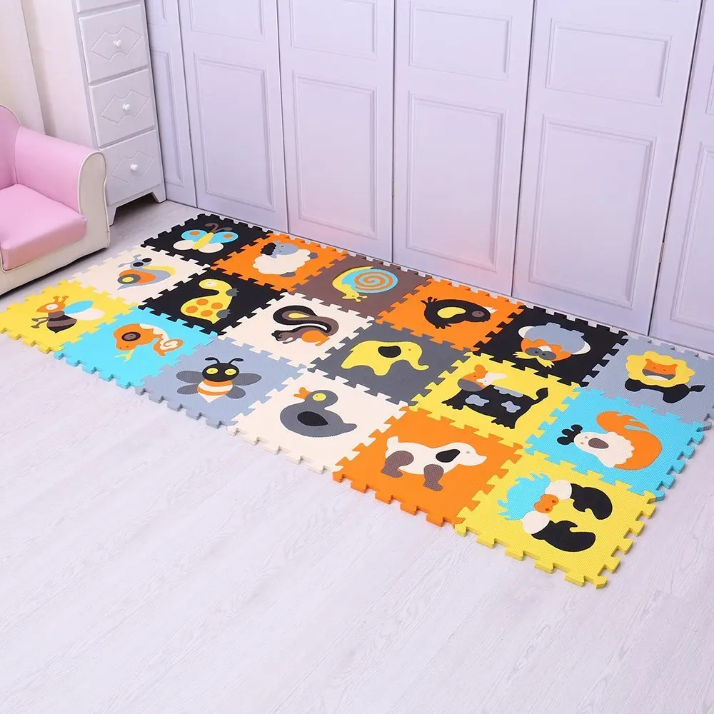 18pcs P010P011 Mqiaoham коврик с рисунком животных из мультфильма EVA пены головоломки коврики детские напольные Пазлы игровой коврик для детей детские игры в тренажерный зал ползающий коврик - Цвет: 18pcs P010P011