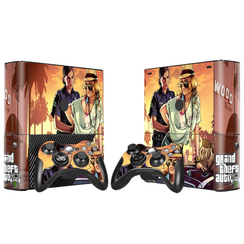 Наклейка на кожу для консоли Xbox 360 E и контроллеров Grand Theft Auto V GTA 5 Виниловая