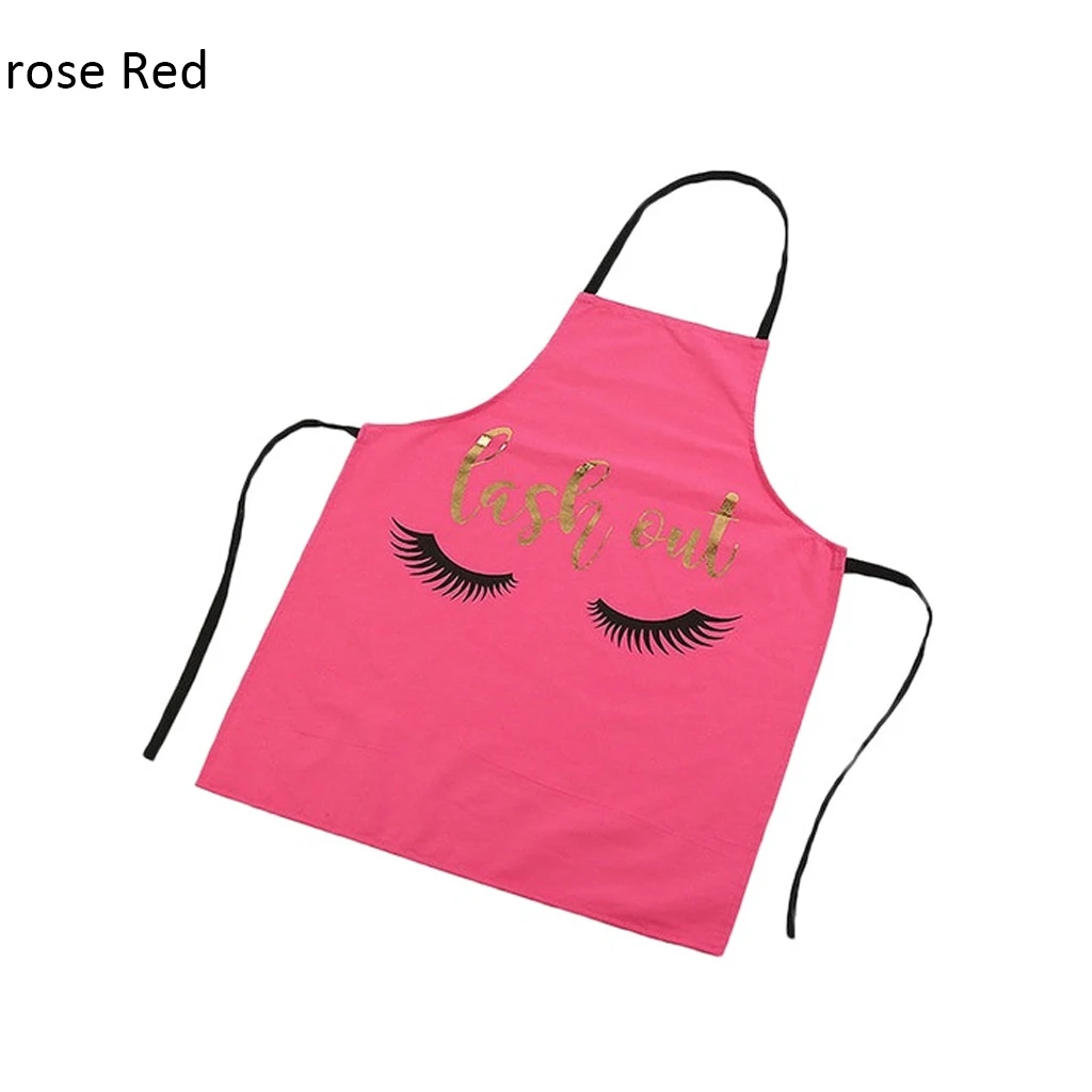 Rose Red 1 шт. Кухонный Фартук забавные бронзированные ресницы с принтом без рукавов хлопчатобумажные фартуки для мужчин и женщин домашние кухонные чистящие инструменты - Цвет: Rose Red