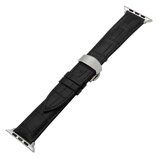 Кожаный ремешок для iWatch Apple Watch 38 мм 42 мм серии 1 2 3 крокодиловый группа Сталь бабочка Туфли с ремешком и пряжкой браслет