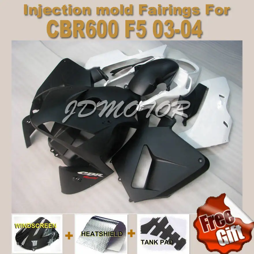 Инъекции Обтекатели для CBR600RR F5 03 04 CBR600 2003 2004 Черный Белый 600RR обтекатель мотоцикла