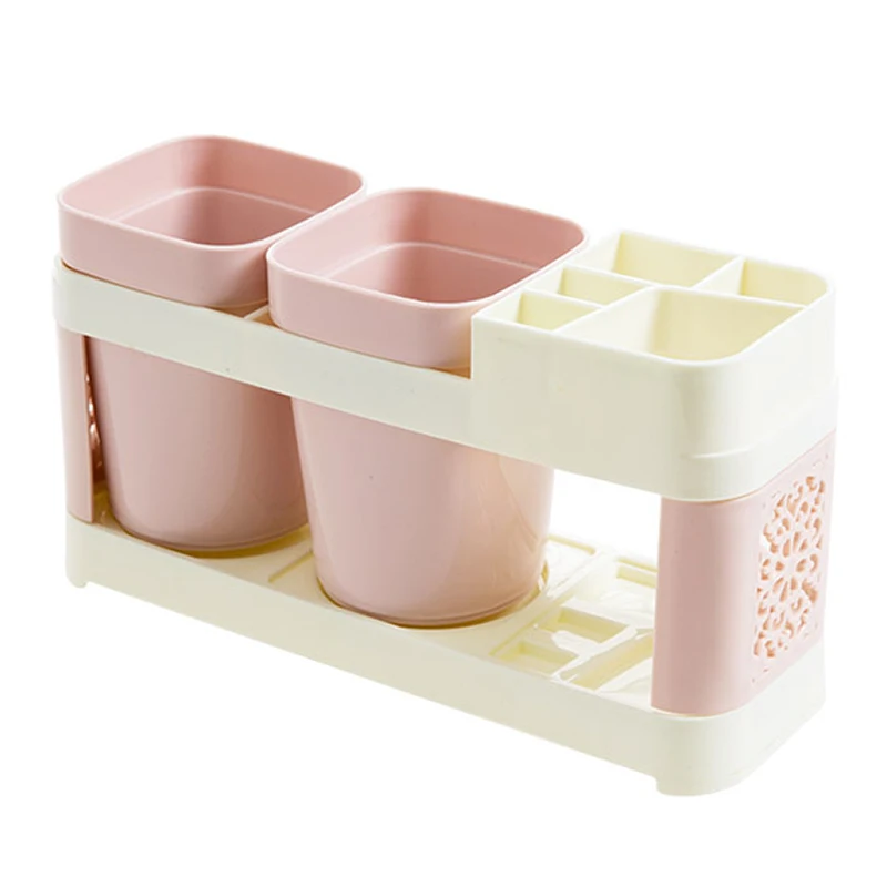 Double cup pink Новая Ванная комната Зубная щетка чашка держатель для зубной пасты и щетки костюмы для ванной набор креативные щетки для мытья чашки семейные инструменты для ванной комнаты - Цвет: Double cup pink