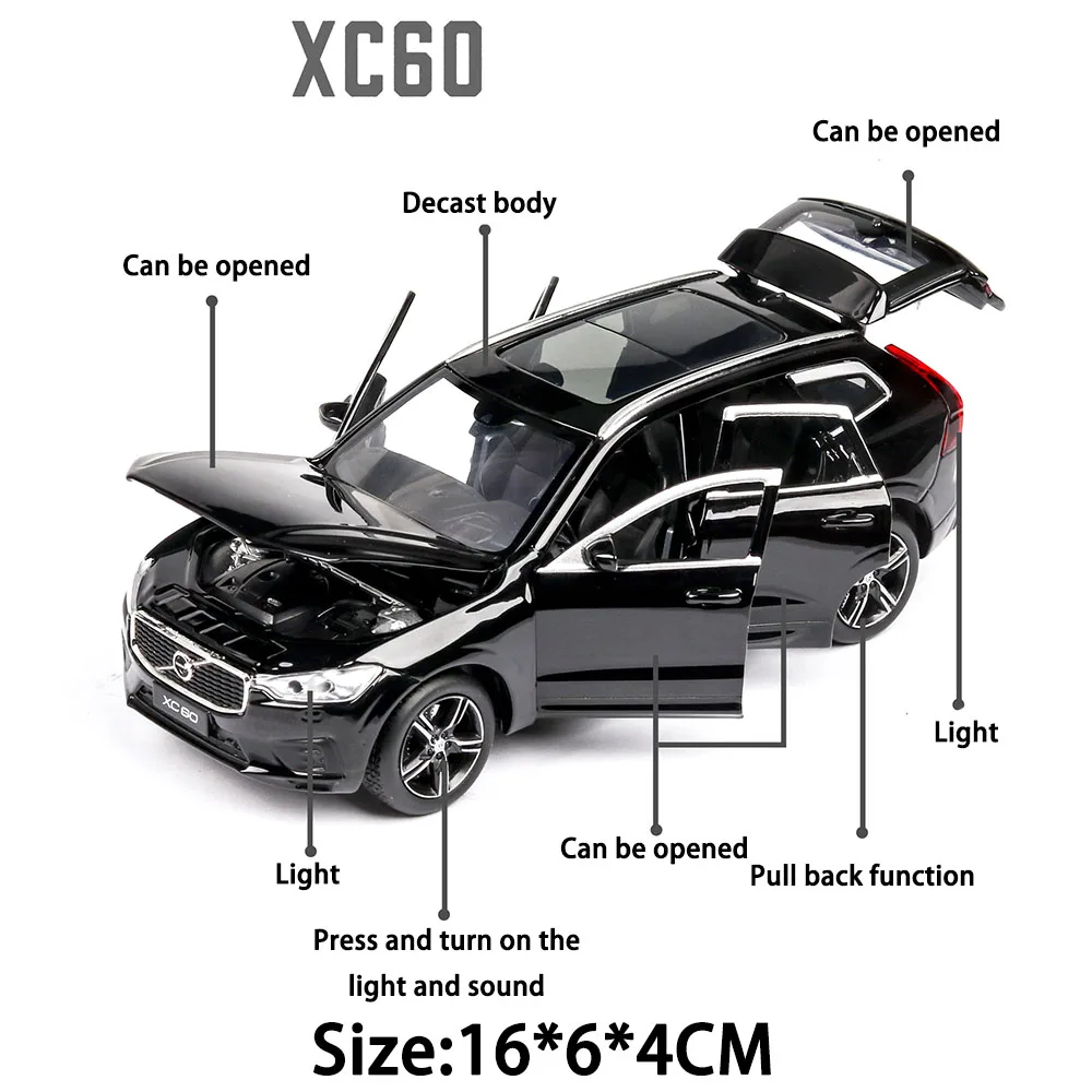 Модель литая внедорожника 1:32 XC60 из металлического сплава имитация автомобиля с