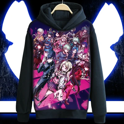 Аниме худи данганронпа Naegi Makoto Kirigiri Kyouko черное повседневное Пальто Косплей