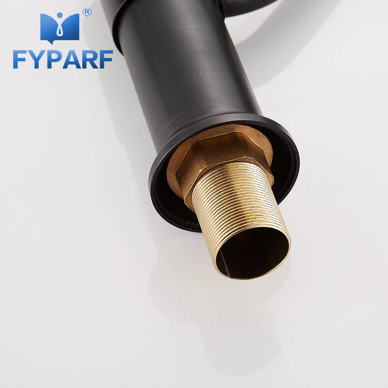 

FYPARF Sink Waterfall Faucet For Bathroom Single Handle Cold and Hot Water Basin Faucet Basin Tap Swivel Long Spout Vanity Tap