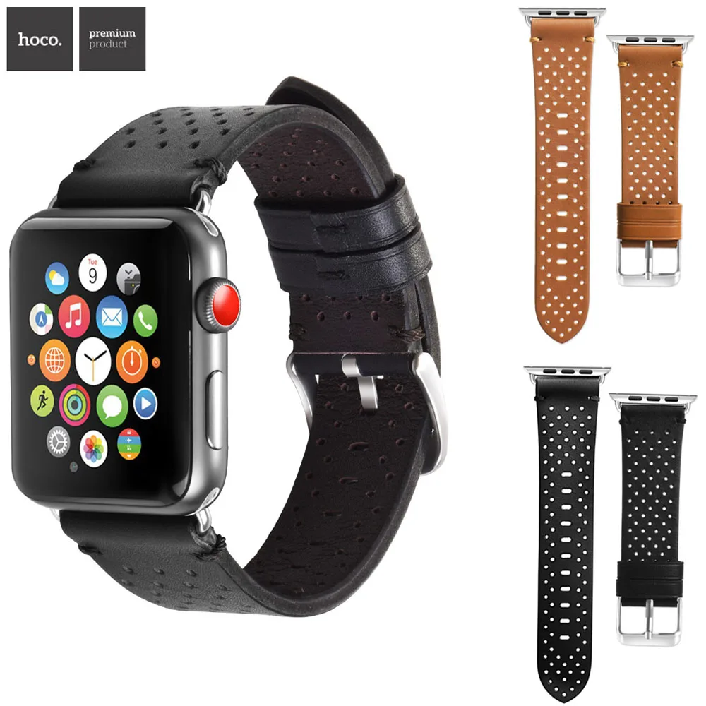 Новый HOCO коровьей ремешок для Apple Watch из натуральной кожи группа дышащий часы