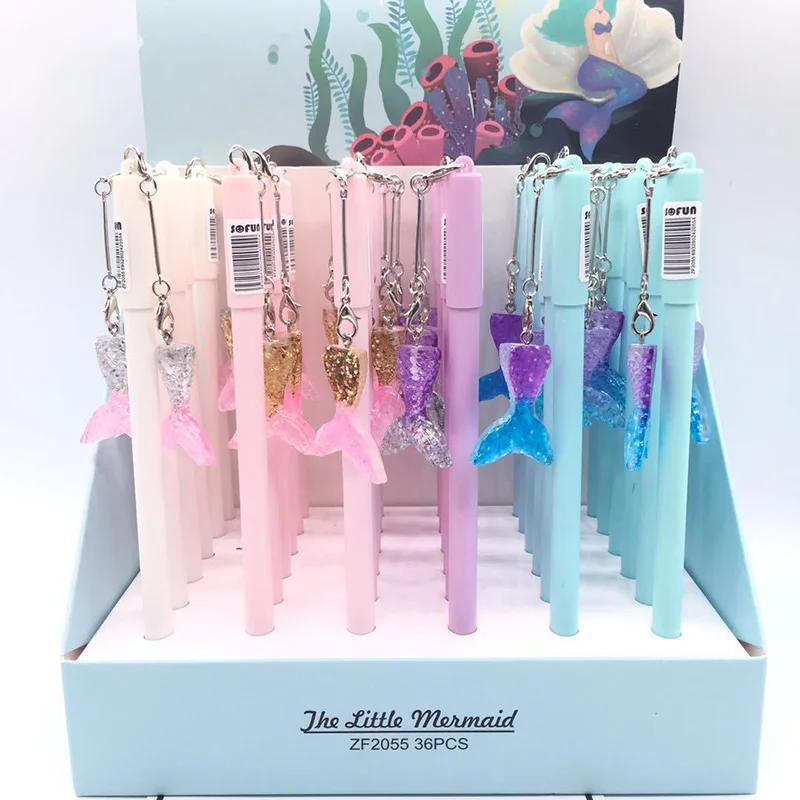 Cute Mermaid Tail Pen Kawaii Neutral Pens Creative Glitter Pendant Gel For Kids Gifts School Supplies Writing Stationery |