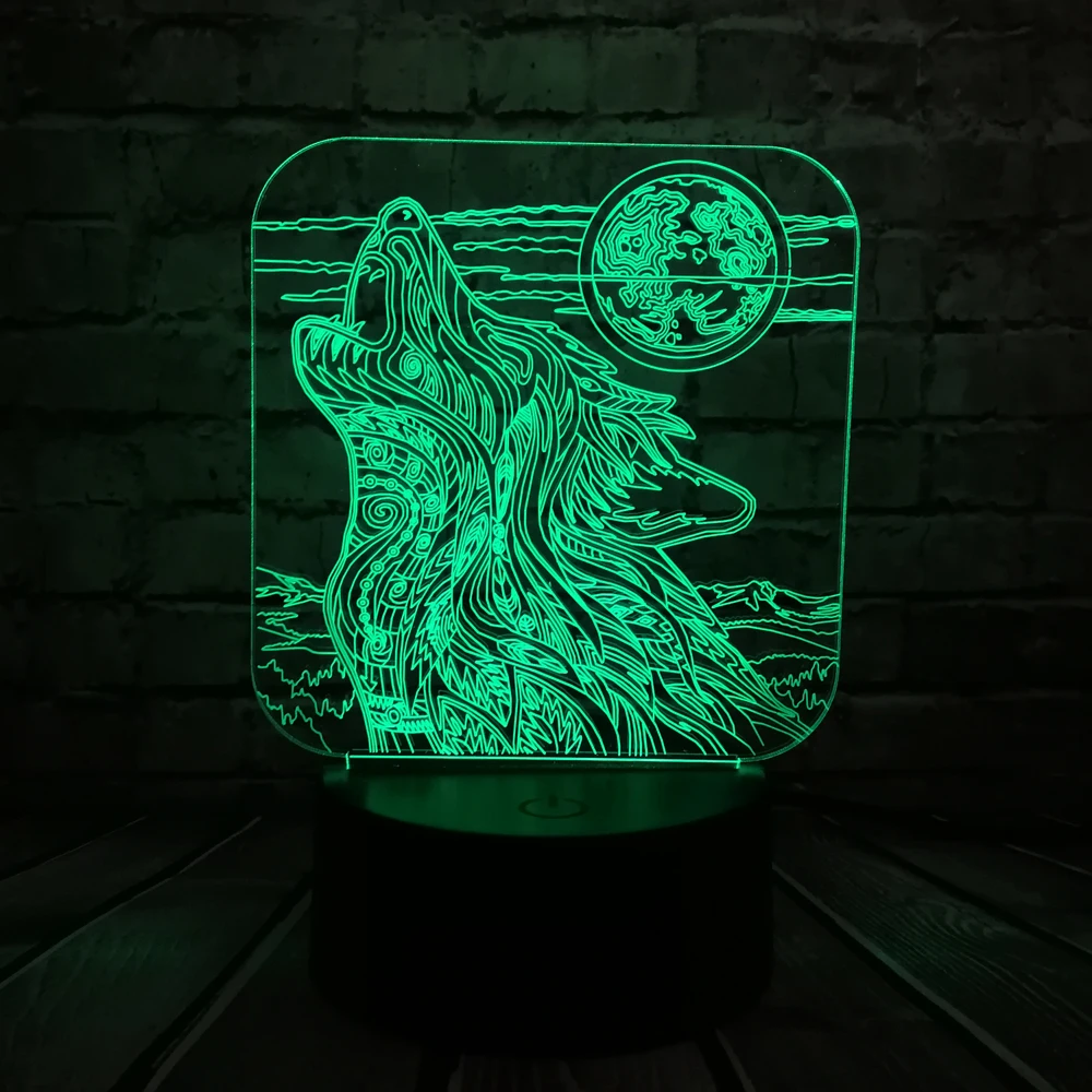 Новый Животный Волк 3D лампа светодиодная USB настольная многоцветный Лава RGB