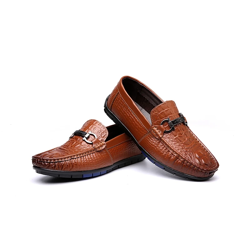WENYUJH Genuine Leather Mens Moccasins Shoes Crocodile Slip On Breathable Casual Loafers Comfortable Driving Footwear | Обувь