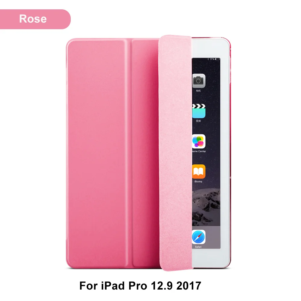Умный чехол для Apple iPad Pro 12,9 12," из искусственной кожи чехол для планшета складной чехол-книжка с функцией автоматического пробуждения/сна - Цвет: Rose For 2017