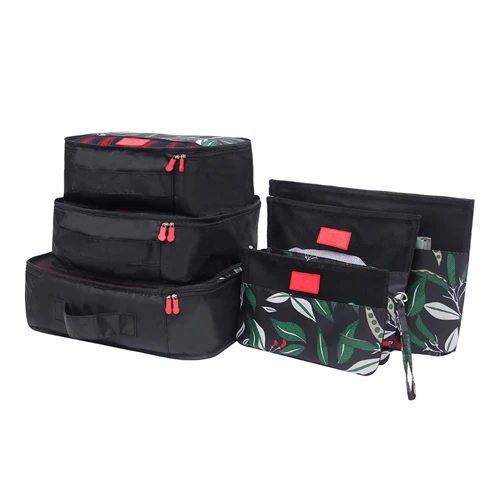 Black Set of 6 Bag Дорожные сумки для хранения с изображением Куба, нижнее белье, Косметическая Сортировка, органайзер, Чехол для багажа,, аксессуары для сыпучих продуктов - Цвет: Black Set of 6 Bag