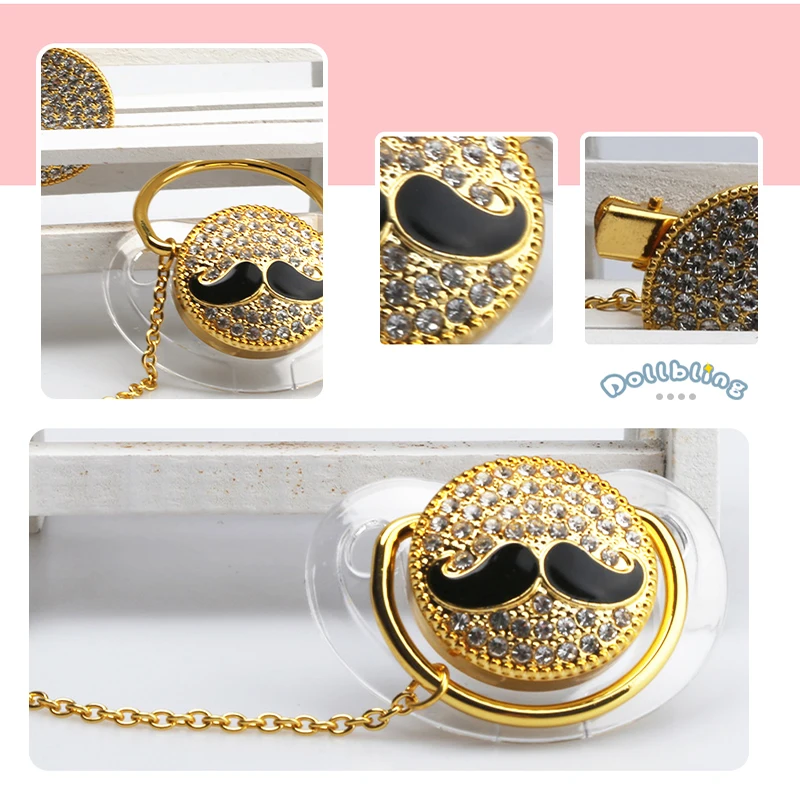 Dollbling, Детская Соска с цепочкой, Золотая Соска с зажимом, с цепочкой, вставляемая в форму соска, Papilla, для кормления младенцев, простое управление