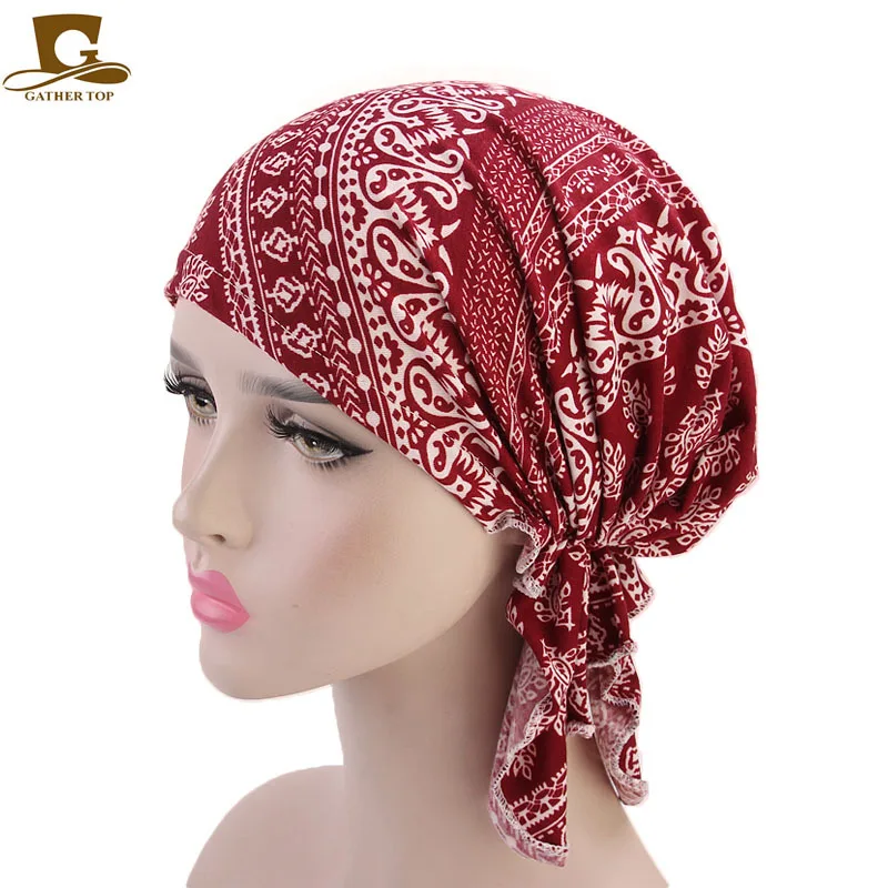 Новинка Женская Регулируемая Бандана с завязкой головной платок Chemo для сна убор