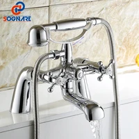 sognare bathtub faucet chrome brass shower set bathtub mixer tap deck mounted bathroom shower faucets dual handle shower system