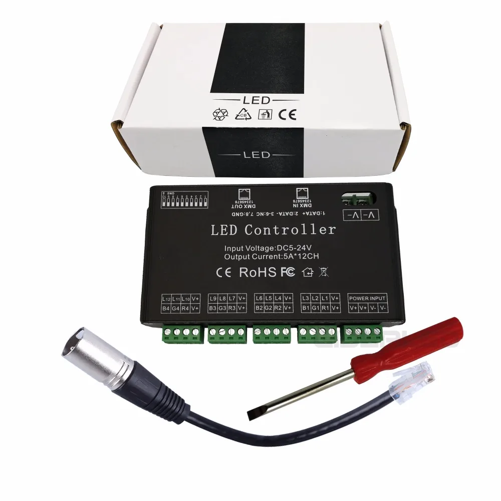 

12 Channel DMX Decoder DC5V-24V LED RGB Strip Controller 12CH DMX512 decoder high power 60A DMX dimmer driver