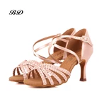 Туфли BD женские для латиноамериканских танцев, Аутентичные сандалии на мягкой подошве, высокий каблук для взрослых, стандарт страны, обувь для тренировок, 216