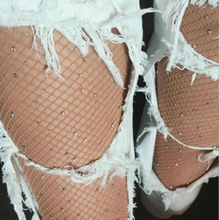 Соблазнительные чулки со швами женские блестящие леггинсы с вырезами прозрачные