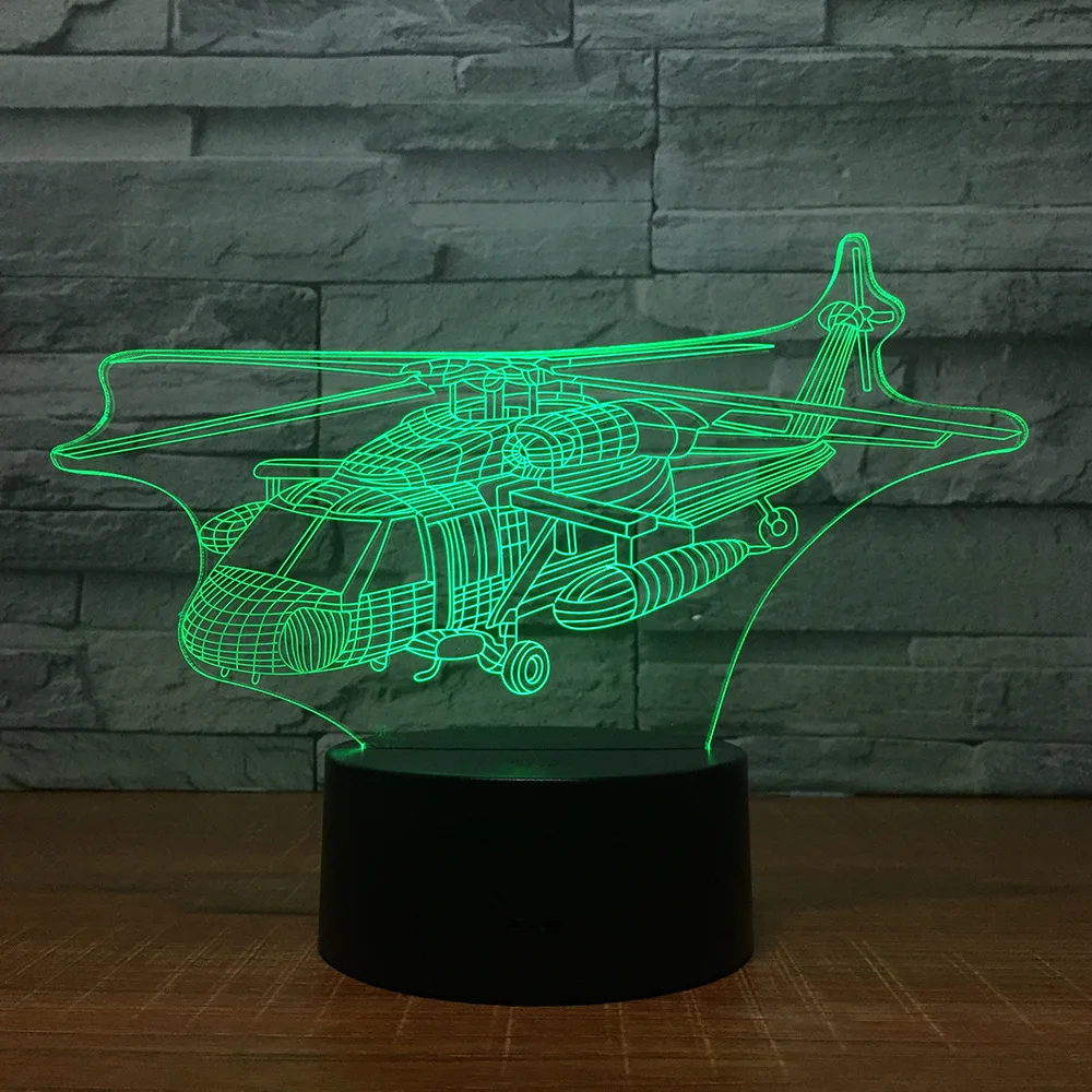 Вертолет ночник Творческий семь цветов Led 3d светильники рождественские