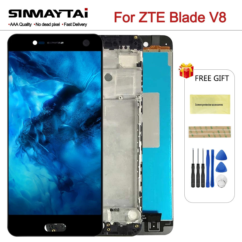 100% протестированный для ZTE Blade V8 ЖК-дисплей сенсорный экран дигитайзер BV0800