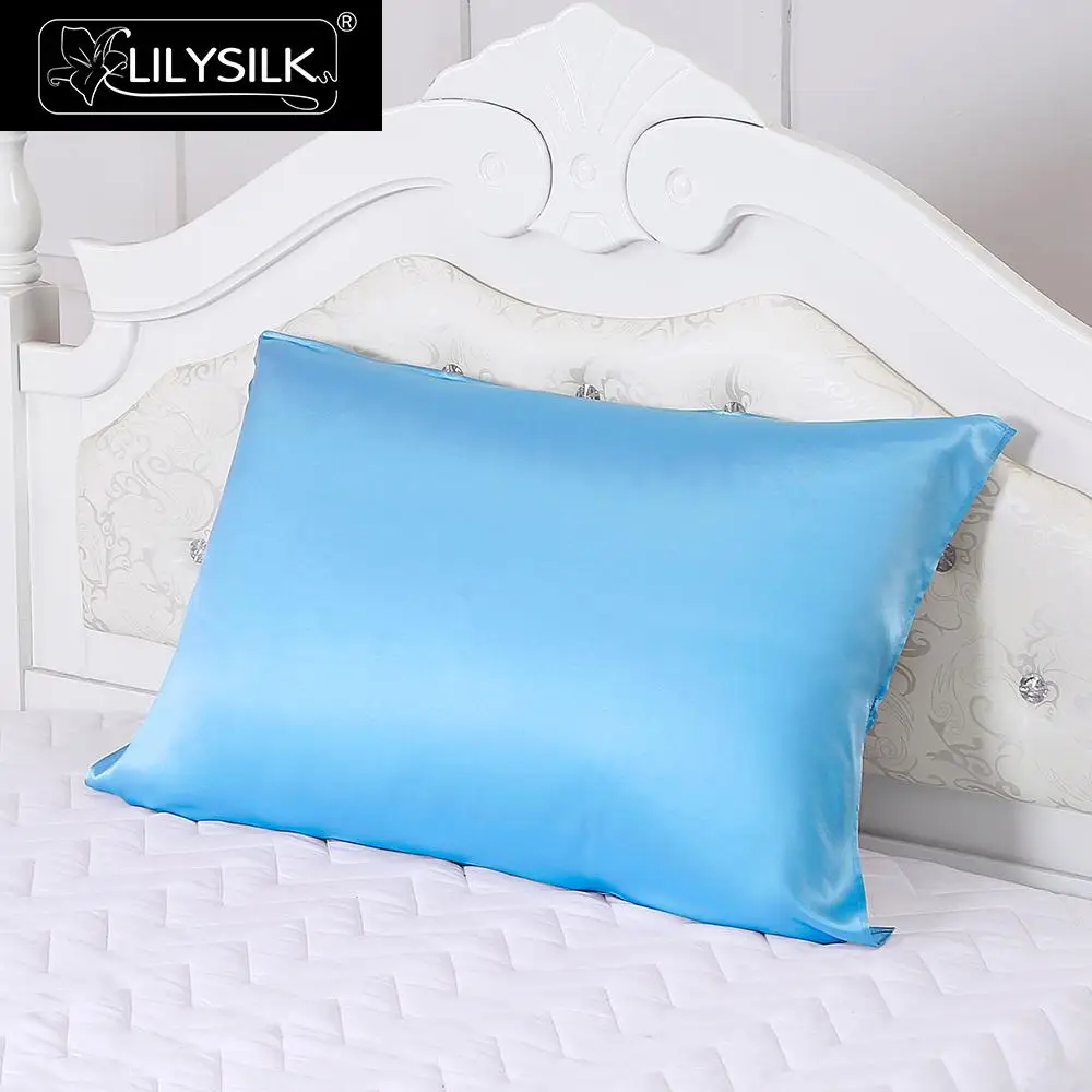 Lake Blue Lilysilk шелковая наволочка на подушку для волос чехол для подушки 19MM одна сторона - Цвет: Lake Blue