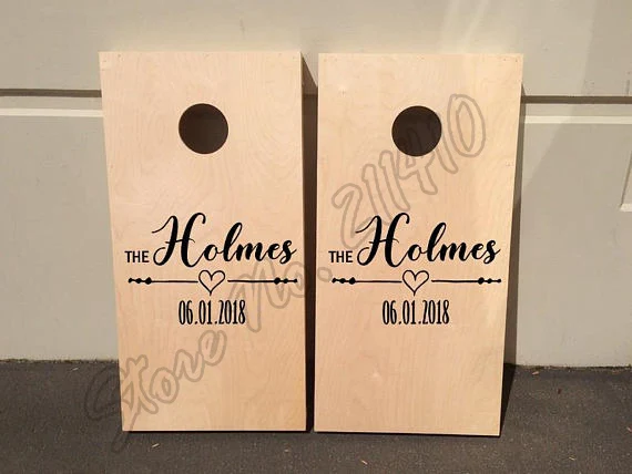 

2 pcs Custom Wedding Corn Hole Decals Wedding Stickers Corn hole Game Decal Wall Stickers Poster Personalized Wall Decal B296