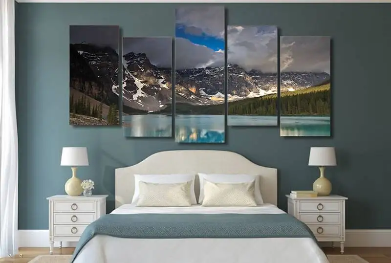 Hd Печать темных облаков снег горы озеро картина холст печать декор комнаты