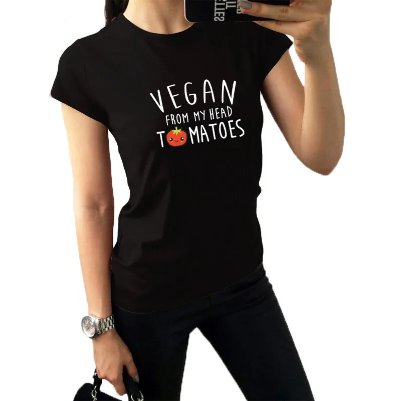 Новинка Vegan женская футболка с надписью My Head Tomatoes забавная унисекс коротким