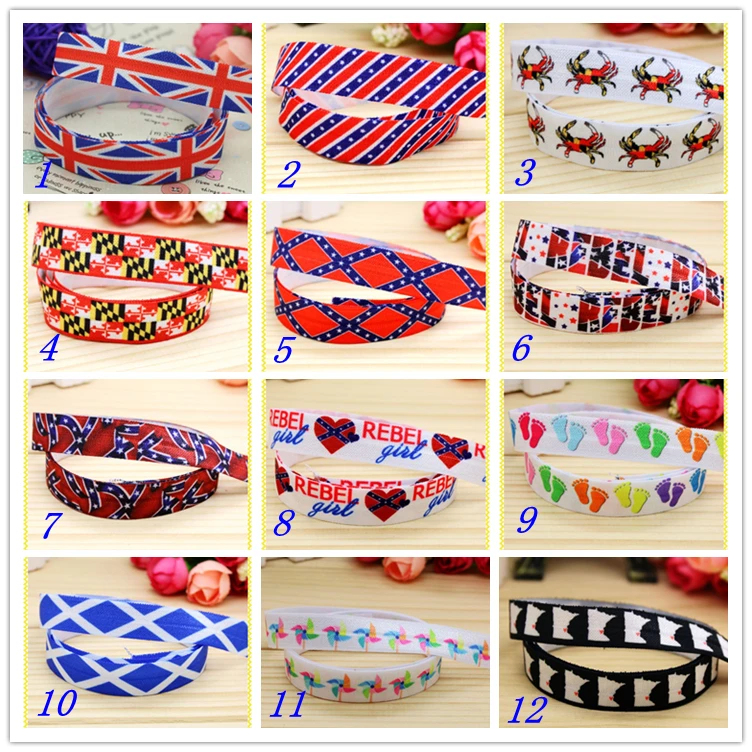 5/8 ''Бесплатная доставка складная эластичная повязка на голову с принтом в