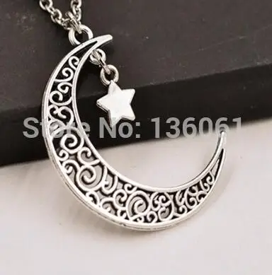 Винтажный серебряный полумесяц Луна и Звезда Эйфелева башня Клевер висячий