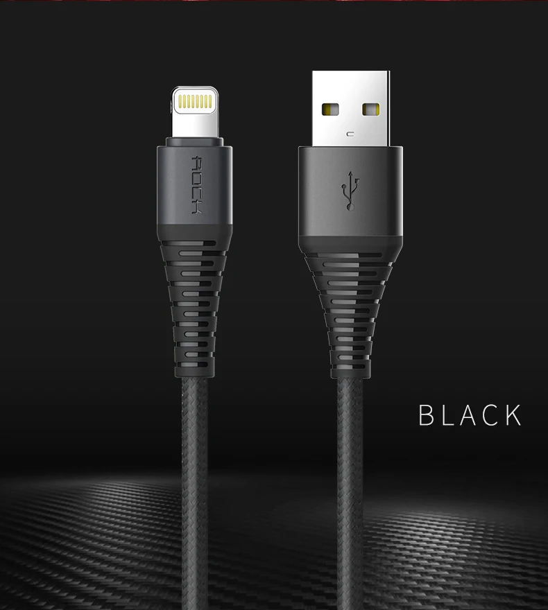 Черный Высокопрочный USB кабель 2.1A для Apple iPhone X 8 7 6 Plus с оплеткой для быстрой зарядки и передачи данных 120 см 200 см для осветительного кабеля - Цвет: Черный
