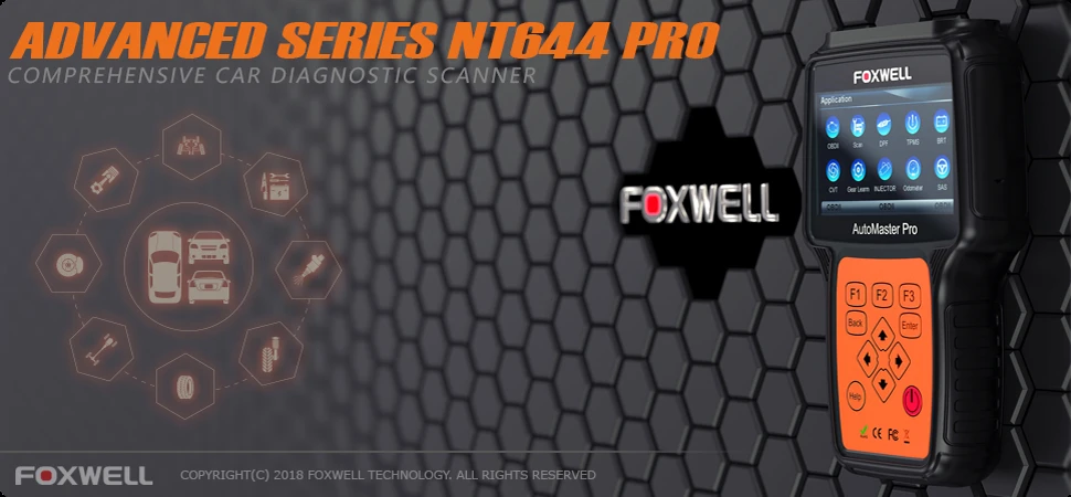 FOXWELL NT644 Pro автомобильный OBD 2 масло сканера светильник сброс ABS SRS DPF EPB SAS BRT TPS TPMS полная система OBD Автомобильный диагностический инструмент