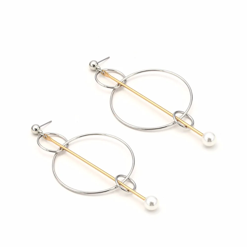 Creative Fashion Gold Silver Color Small Big Circle Drop Long Earrings Charm Pearl Statement For Women Party Jewelry | Украшения и