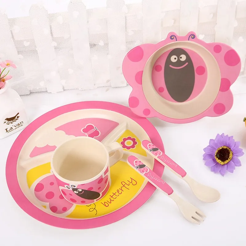 Экологическая посуда для малышей набор детской посуды из бамбукового волокна 5