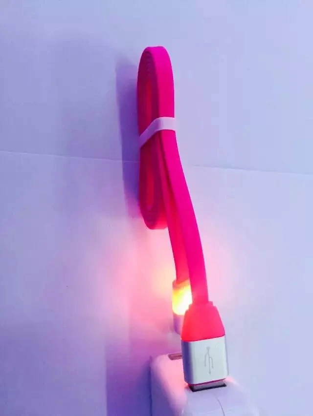 1m noodles Smile Mini Usb Cable Led Light Micro Charger Data Sync 8pin Flat For Apple iPhone 6 6Plus 5 5s 6S | Мобильные телефоны и