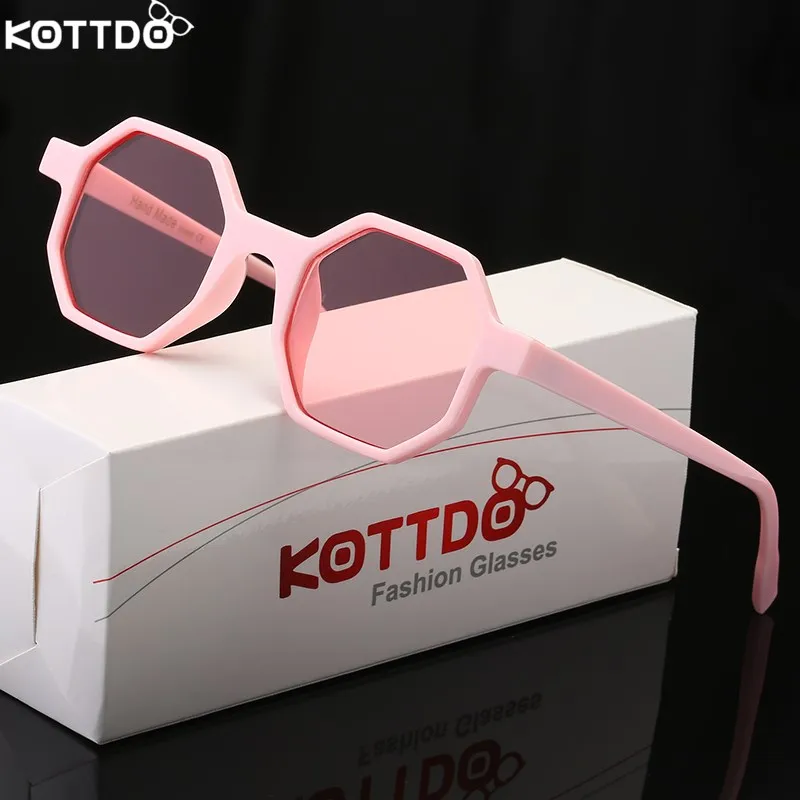 KOTTDO 2018 модные полигональные Солнцезащитные очки женские мужские Большая оправа