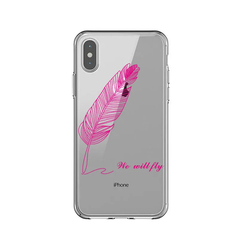 Luxury Quill Drop Mirror Pink soft cover case for iphone 5 SE 6 6S S plus 7 7plus 8 8plus X XS XR Max feathers phone cases funda | Мобильные