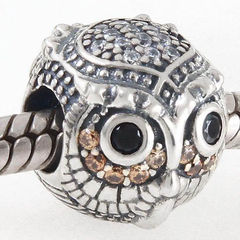Очаровательная Сова с фианитами оригинальные Подвески Pandora DIY браслет животными