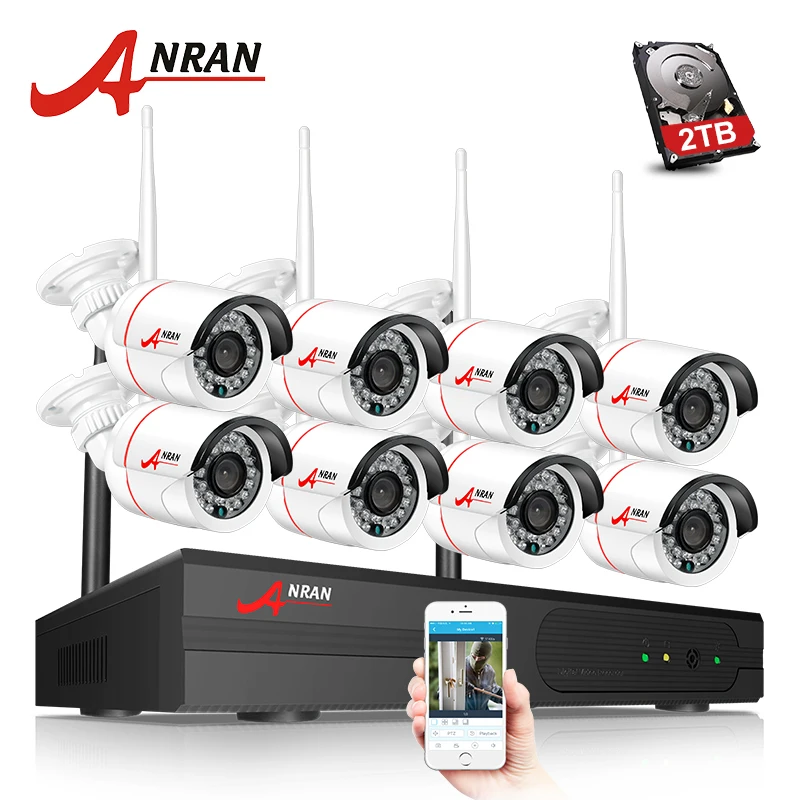 ANRAN P2P 8CH 1080 P HDMI WI FI NVR 24IR Водонепроницаемый открытый 2MP Беспроводной IP Камера