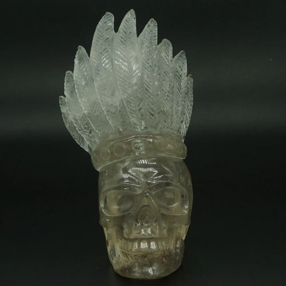 4.8&quotRainbow Clear Quartz India Skull Carving Healing Reiki Office Home Decor | Дом и сад