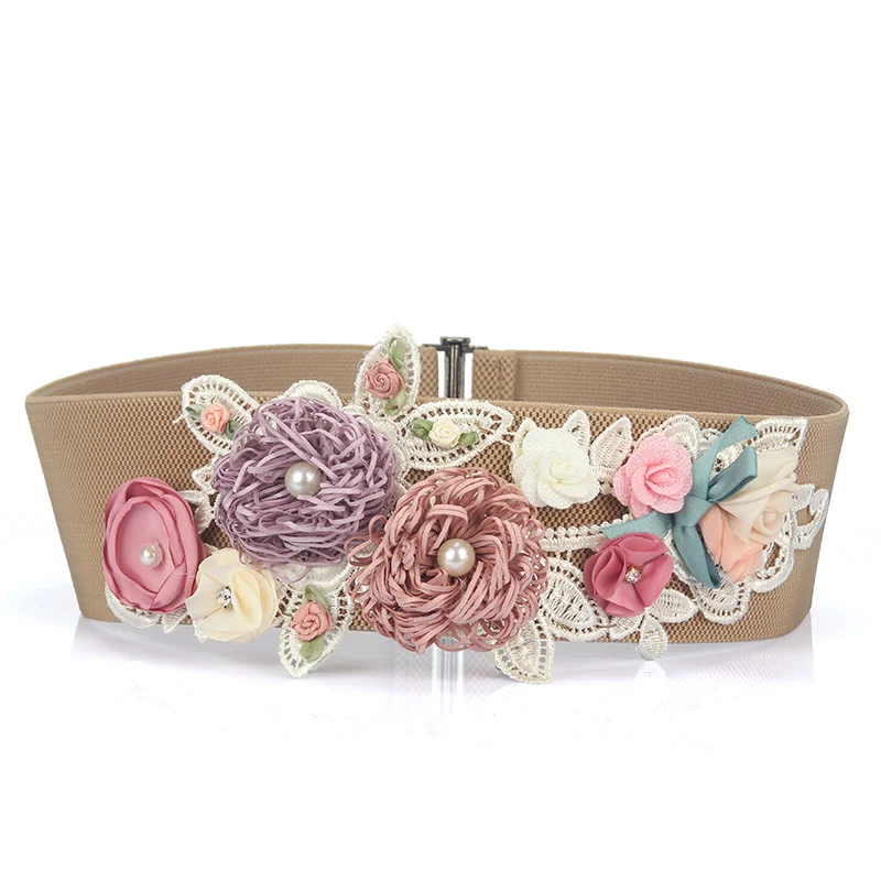 Новый пояс для женщин Элегантный Модный Эластичный с цветочным принтом женское