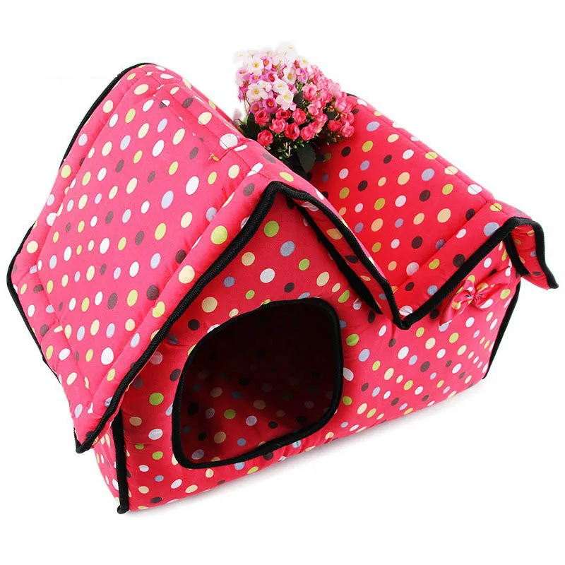 Comwarm Pet кровать собака кошка щенок Дом двойная крыша подушка коврик мягкий
