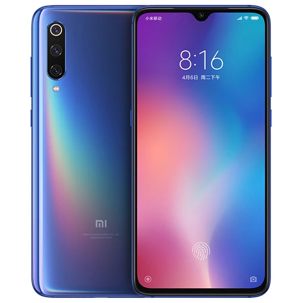 BLUE 6GB 128GB Телефон Xiaomi Mi 9, 6 ГБ ОЗУ, 128 Гб ПЗУ, Восьмиядерный процессор Snapdragon 855, 48мп, тройная камера с дисплеем, отпечаток пальца, экран NFC 6,39 - Цвет: BLUE 6GB 128GB