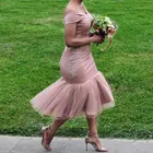 Пыльное розовое искусственное Тюлевое платье с аппликацией, свадебные официальные платья, элегантное платье подружки невесты madrinha