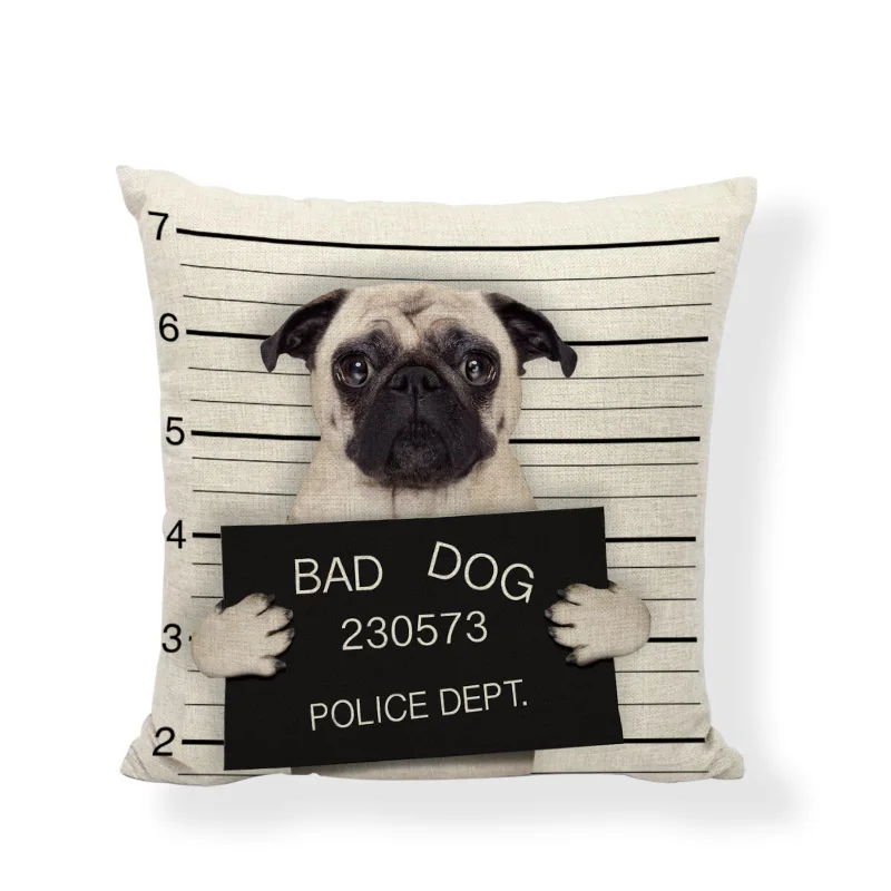 Милые наволочки для подушек Bad Dogs, милые черные наволочки с французским бульдогом, домашний декор для гостиной, мопс, льняные хлопковые наволочки для подушек