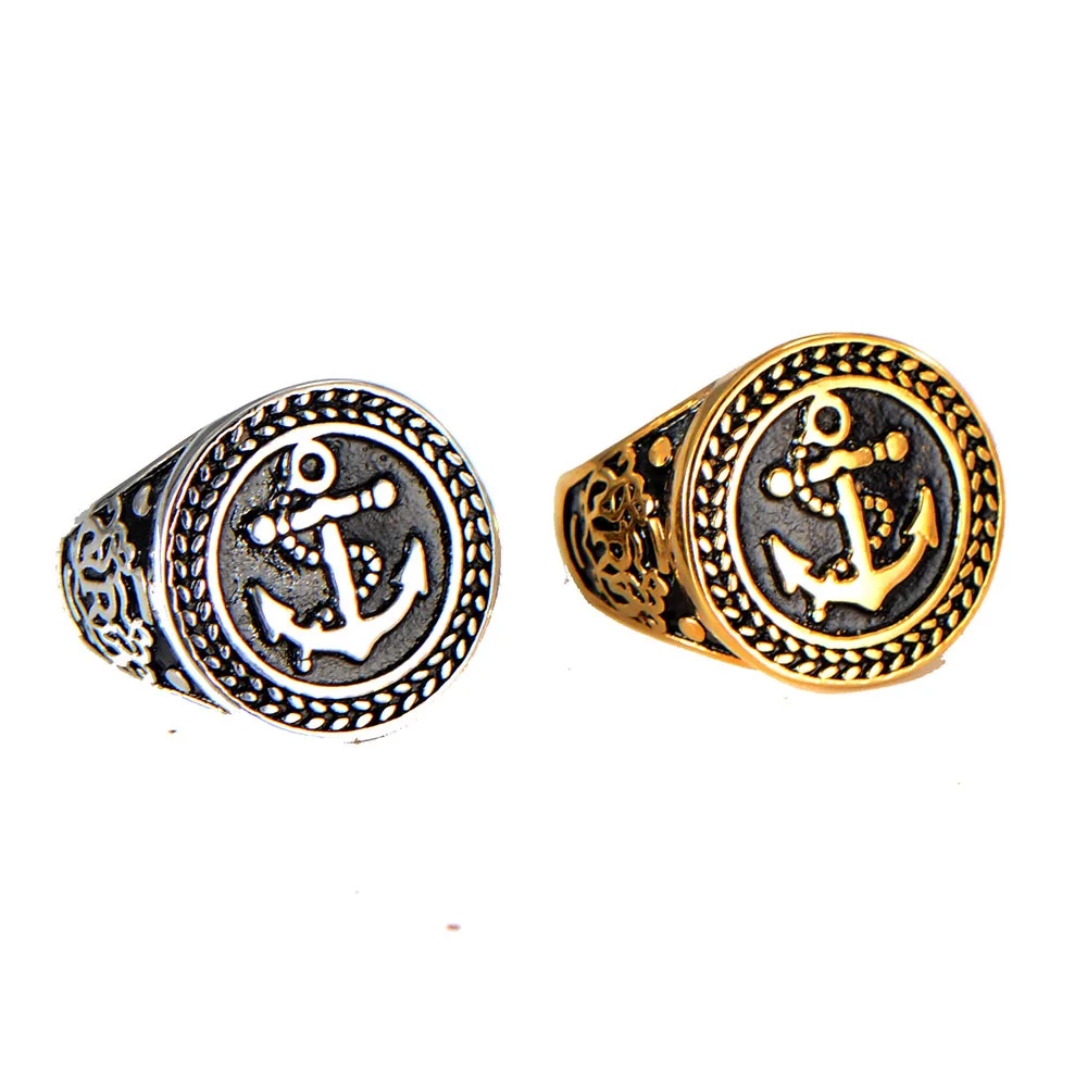 Fashion jewelry ring Stainless steel ship anchor casting men's individual | Украшения и аксессуары