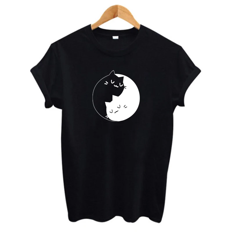 Женская белая хлопковая Футболка Tai Chi cat yin yang футболка из хлопка в стиле