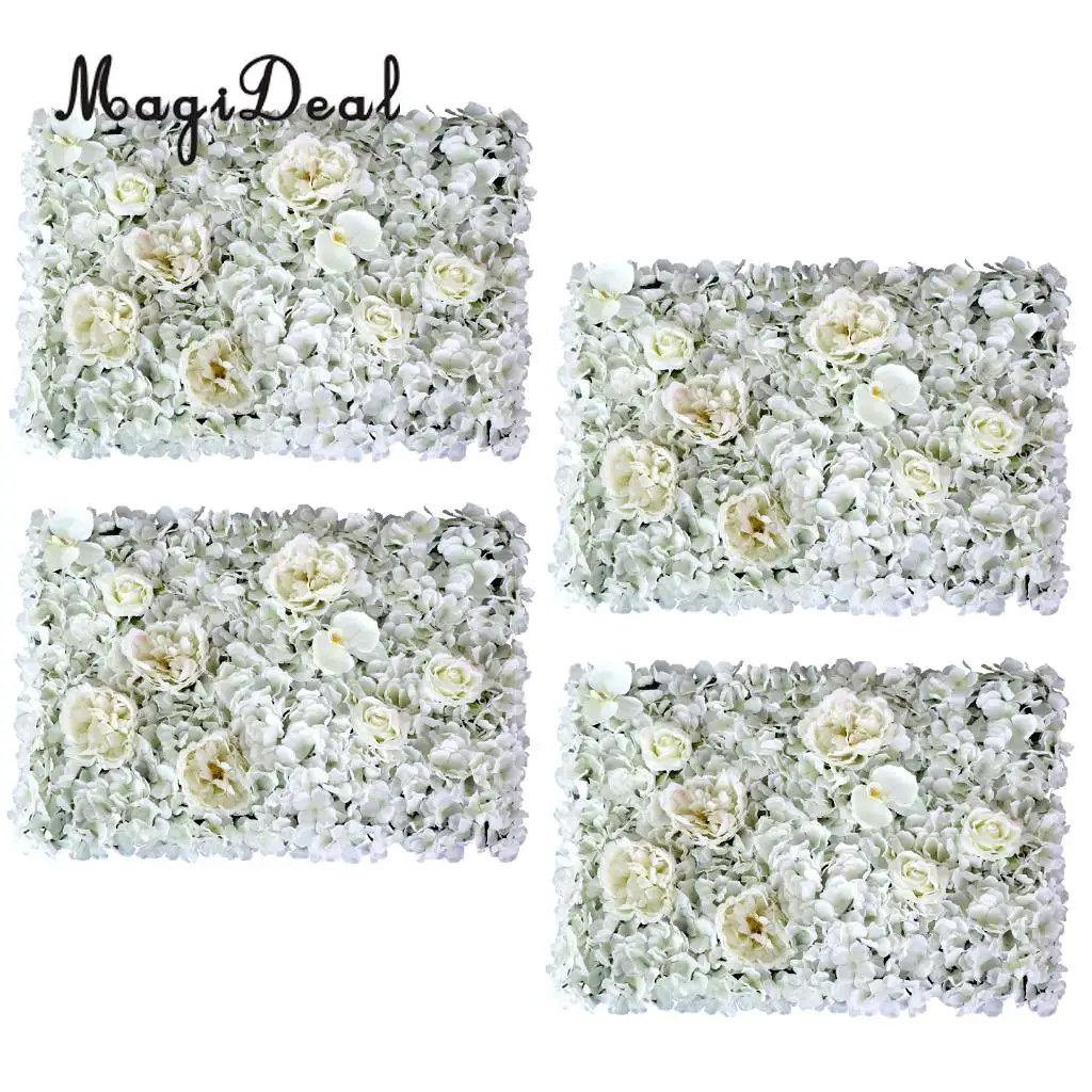 

4pcs Artificial Silk Flower Wall Panels Wedding Party Venue Decor Backdrops